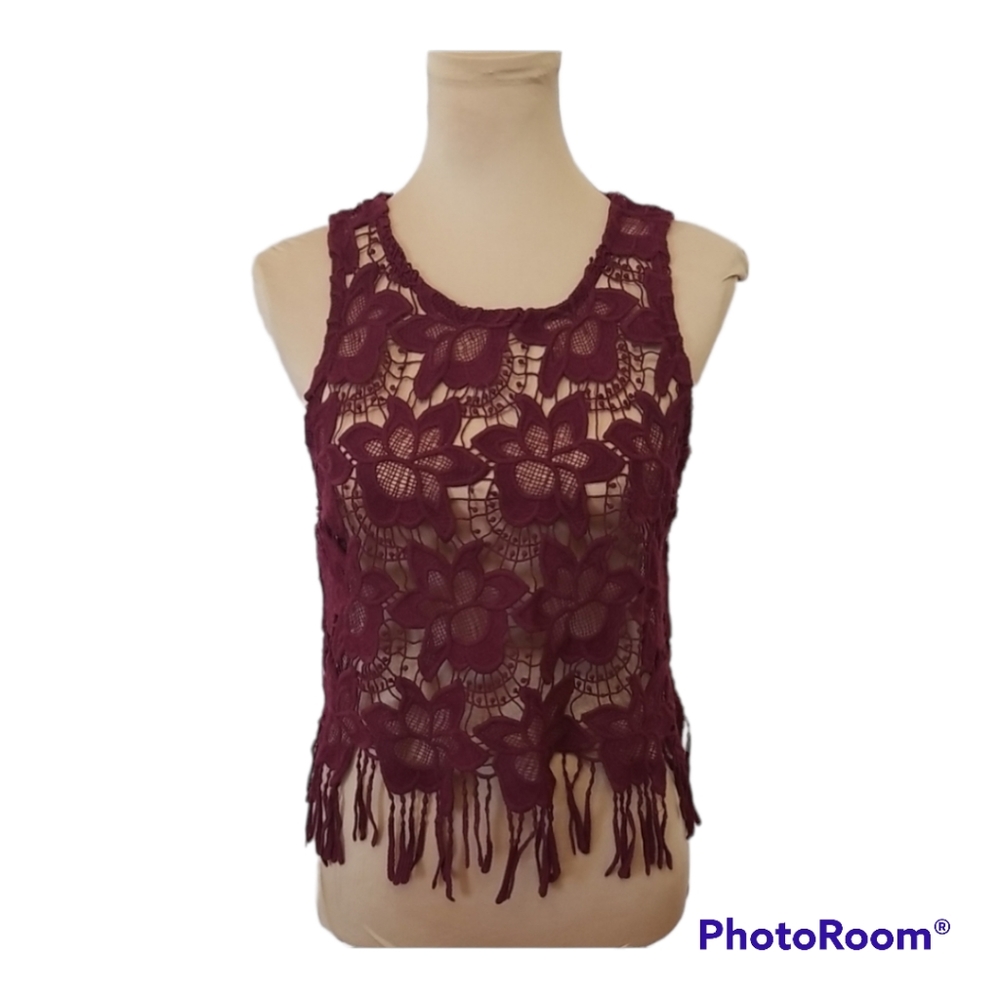 Boho lace top with fringe